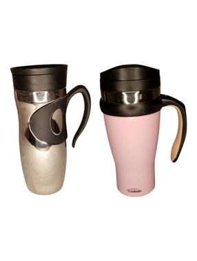 2 Trudeau Stainless Steel Insulated Travel Mugs, 16oz